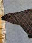 Vintage 80s 90s Black Tan Leather Sweater Abstract Acrylic Knit Hip Hop Classic