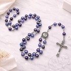 Saint St Benedict Rosary Necklace     Purple Glass Beads     Catholic Prayer Rosary