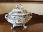 Soup Tureen Huge Footed Antique With Gold Gilt Trim  12  Wide  11  High- England