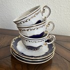 Vintage Zsolnay Hungary Pompadour Iii Demitasse 6 Pc Cup W Saucer Set Porcelain