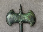 Vintage Metal Double Headed Decorative Ax   Axe Archaic W  Horse Head On Handle