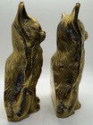 Vintage Brass Cat Kitten Bookends Decor Mid Century Modern Art Deco Animals