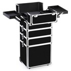 Oudmay Makeup Train Case 4 In 1 Professional Cosmetics Rolling Organizer Aluminu