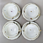 Herend Rothschild Birds Footed 4 Teacups   4 Saucers - 8 Pieces