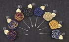 Handmade Men   s Flower Lapel Pin 1 8  Metal Leaf Rose Boutonniere Brooch Pin