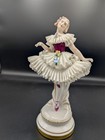Antique Large German Sitzendorf Porcelain Lace Ballerina Figurine 8  Marked Rare