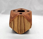 Vintage Cryptomeria  Wood Polyhedron Pencil Candle Holder Dried Flower Decor Mcm