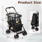 Portable Folding Utility Cart Rolling Pet Cart For Dog Cat Outdoor Travel Black