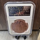 1 Oz  999 Fine Copper Standing Liberty Round In Slab From Legacy Of Liberty Set