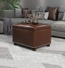 Joveco Leather Storage Ottoman Bench Rectangle 24 Inch Foot Rest Ottomans brown 