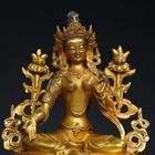 8  China Old Tibetan Buddhism Temple Bronze Gilt Green Tara Bodhisattva Statue