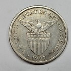 1907 S Philippines Silver Peso Circulated F vf Nice Type Genuine  v295