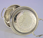 Large 100g English Sterling Silver Tea Strainer And Drip Bowl Stand 1935