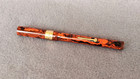 Vintage Conway Stewart 200m Fountain Pen 18k Solid Gold Band Red Mottled 14k