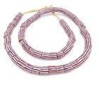 Ghana Handmade Red  White  And Blue Multi Recycled Glass African Trade Beads