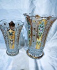 Czech Bohemia Crystal Glass - Cut Crystal Vase 21cm 8  Decorated Gold Iii 