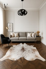100  Tricolor Cowhide Rugs Area Cow Skin Hairon Leather Carpet Size 72 X 64 Inch