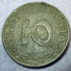 Nazi 10 Reichspfennig Swastika 1943 Zinc A Nazi Germany World War Ii  Nazi Germa