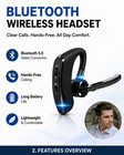 Trucker Wireless Headset Bluetooth 5 1 Earpiece Dual Mic Earbud Noise Cancelling