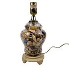 Vintage Seashell Filled Glass Table Lamp Beach Cottage Lake Coastal 12 Inches