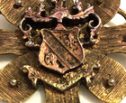 Miriam Haskell Style Coat Of Arms Brutalist Mixed Metals Vintage Pin
