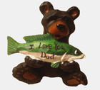 Black Bear Bass Figurine Sign I Love You Dad Fisherman Fishing Lodge Home Decor