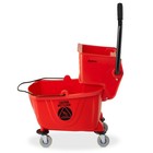 26 Quart Commercial Mop Bucket With Side Press Wringer  Red