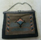 Vintage Antique Navajo Native American Indian Wool Woven Blanket Bag   Clasp Art