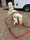Vintage Carousel Rocking Horse Steel Frame Molded Body Radio Flyer Usa Made