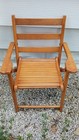 Vintage Mid Century Modern Solid Wood Slat Child Size Folding Chair