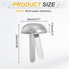 80pcs Brads Paper Fasteners  18x24 Mm Metal Round Head Split Pins  Silver Tone