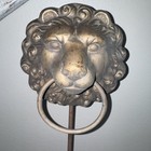 Vintage Large Brass Lion Head  Freestanding Hand Towel Holder