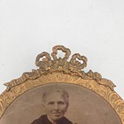 Antique Victorian Brass Ribbon Frame Portrait Photo Art Nouveau Easel Back