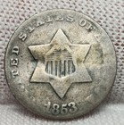 Bargain 1853 Three Cent Silver Piece - Trime - Pre Civil War  Type 1 - R53-ta