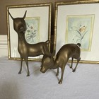 Vintage Large Brass Deer Doe And Fawn Figurine Set Mid Century Decor Nancy Myers