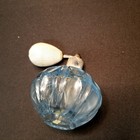 Vintage Pale Blue Glass Perfume Bottle Atomizer Thumbprint Pattern