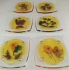 Vintage Mid Century Acrylic Lucite Clear   Gold Floral Design Coasters Set Of 6 