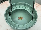 Vintage Harvey Wicker Sewing Basket Robins Egg      Blue   Green Beautiful Shape 