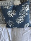Loloi Pair Slate Blue Synthetic Embroidered Pillows   Blue Coral Print Feather