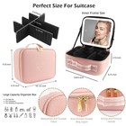 Makeup Train Case With Light   Mirror Large Cosmetic Organizer With Adjustabl   