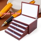 3   5 Layers 34 Slots Exquisite Wooden Pen Fountain Display Case Storage Box