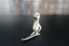 Vintage Hudson Usa Pewter Miniture Figurine Penguin On Skis 2    Mini Skiing