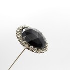 Antique Large Black Faceted Glass Center Surrounded W Rhinestones Hat Pin Hatpin