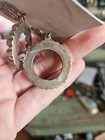 Sterling Silver Concho Earrings Turquoise Native American Indian Repousse Dangle