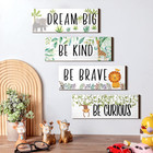 4 Pieces Woodland Nursery Decor Safari Wall Art Be Kind Brave Curious Cute Jungl