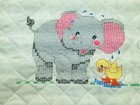 Vtg Bucilla Noah s Ark Stamp Cross Stitch Biblical  Baby Quilt Complete Handmade