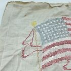 Vintage Cross Stitch Old Glory 48 Stars Usa Flag Patriotic Sampler Decor 15 x21 