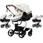 Convertible Baby Stroller Infant Bassinet Stroller Foldable Pushchair Pu Leather