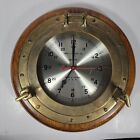 Vintage Bell Clock Company   Nautical Ship s Porthole Brass   Oak Wall Clock