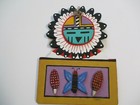 Vintage Native American Indian Sculpture Hanging Painting Signed Rare Tribal Art